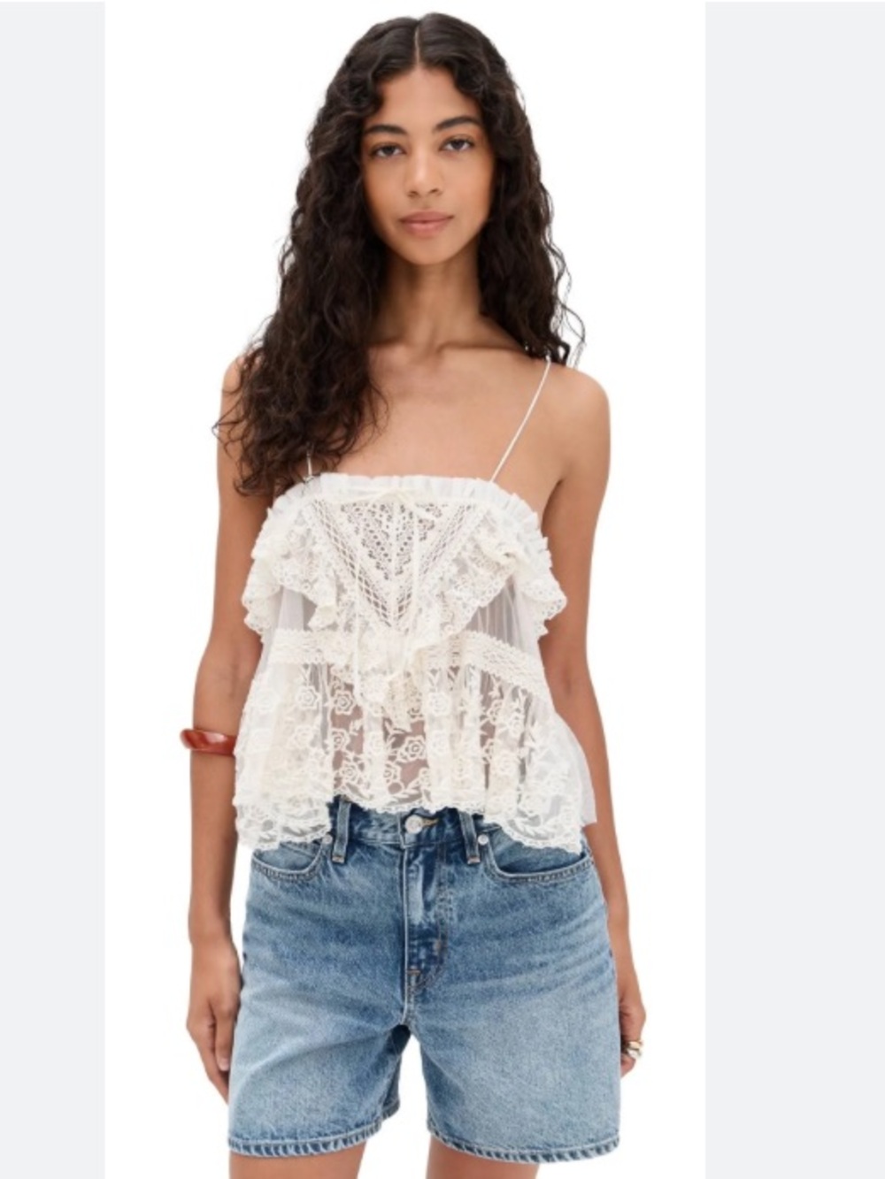 Free People NWT Sofia lace mesh cami